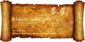Biacsi Győző névjegykártya
